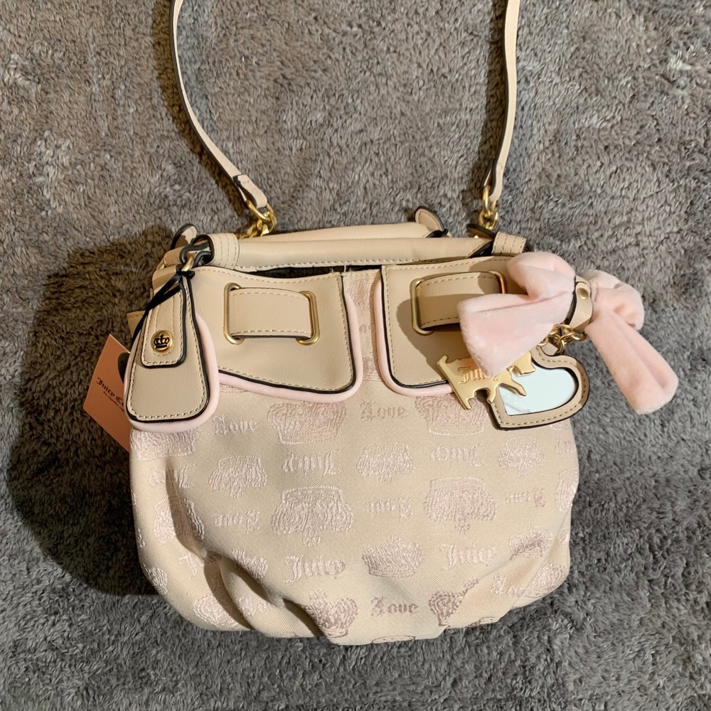 Juicy Couture Fan Club Crossbody Bag Sandstone Powder Blush Pink Y2K 11JCDXGMX